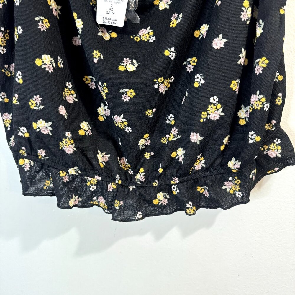 NWT Torrid Tube Top Shirt Plus Size 3X Tank Top Black Floral Stretch NEW - Picture 3 of 9